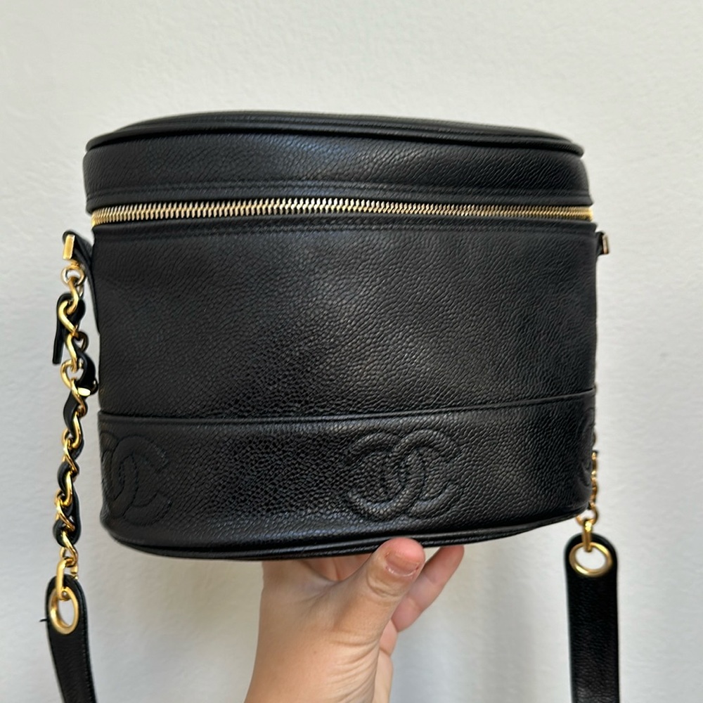 Chanel 1996-1997 Black Caviar Triple CC Shoulder Bag